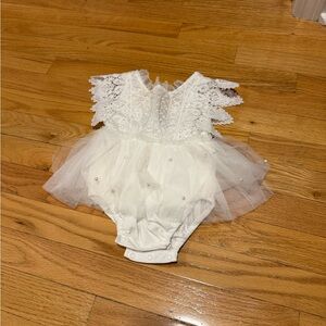White Lace Tulle Baby Dress Romper